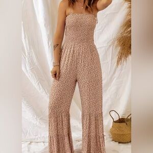 Floral Tan Jumpsuit
